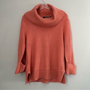 Verve Orange Pink Coral Cowl Neck Sweater
